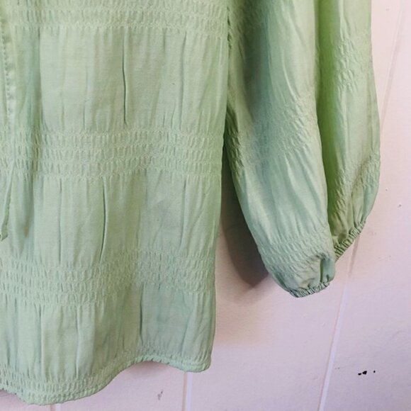 Vince Camuto Womens Blouse Light Green V-Neck Pullover with Tie Front X-Small - Picture 8 of 10